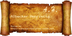 Albecker Henrietta névjegykártya